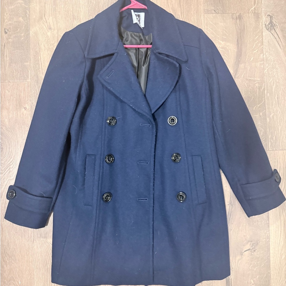 Anne Klein Elegant Dark Blue Pea Coat